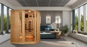 Golden Designs Full Spectrum Infrared Sauna with Himalayan Salt Bar | GDI-8035-03 | 3 Persons