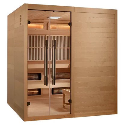 Golden Designs Toledo Hybrid Sauna (Indoor) Full Spectrum and Harvia Traditional Stove | GDI-8360-01 Toledo | 6 Persons