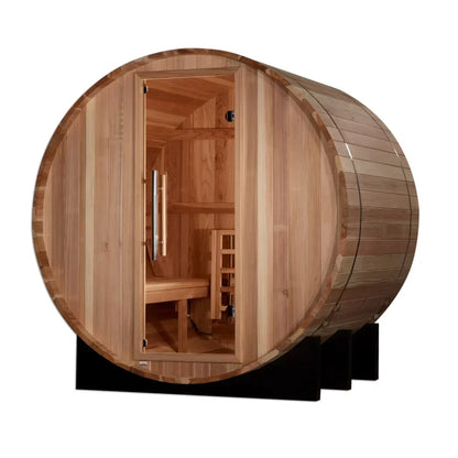 Golden Designs Barrel with Bronze Privacy View – Traditional Sauna – Pacific Cedar | GDI-B024-01 / Zurich | 4 Person