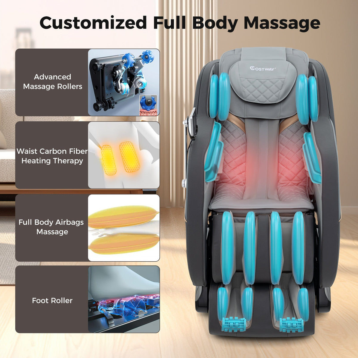 Relaxation 38 - Full Body Massage Chair with Airbags and Heater